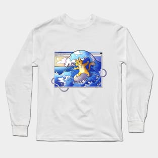 Cat surfing the web Long Sleeve T-Shirt